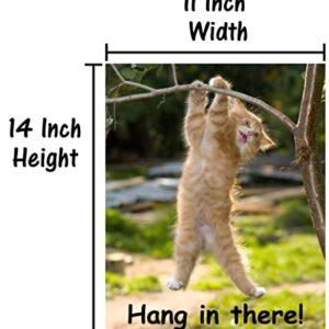 Hang in There Cat Poster - Printed on Premium Cardstock Paper - Sized 11 x 14 Inch - Perfect Funny Motivational Poster For Home or Office - Humorous Decor, Funny Quote