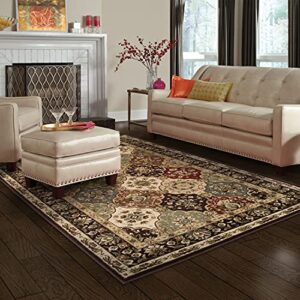 superior traditional ornamental floral classic formal indoor runner rug, 2′ 7″ x 8′, chocolate