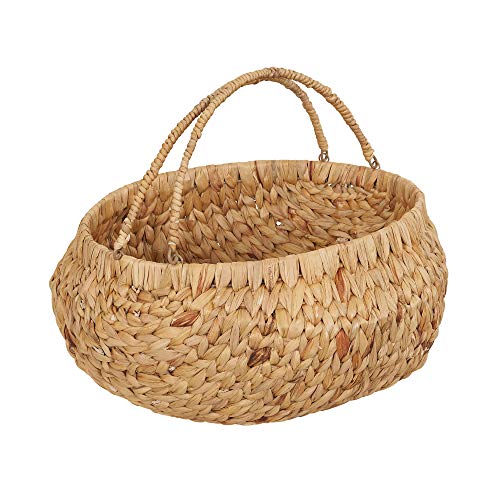 Household Essentials Brown Woven Wicker Flower Basket with Handles | Natural Hyacinth