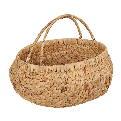 Household Essentials Brown Woven Wicker Flower Basket with Handles | Natural Hyacinth