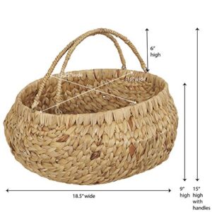 Household Essentials Brown Woven Wicker Flower Basket with Handles | Natural Hyacinth