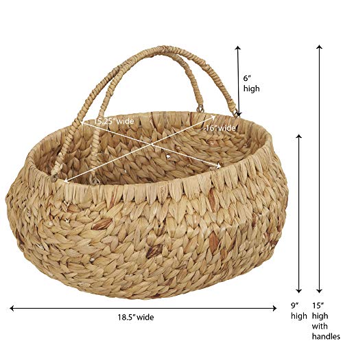 Household Essentials Brown Woven Wicker Flower Basket with Handles | Natural Hyacinth