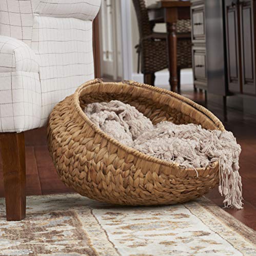 Household Essentials Brown Woven Wicker Flower Basket with Handles | Natural Hyacinth