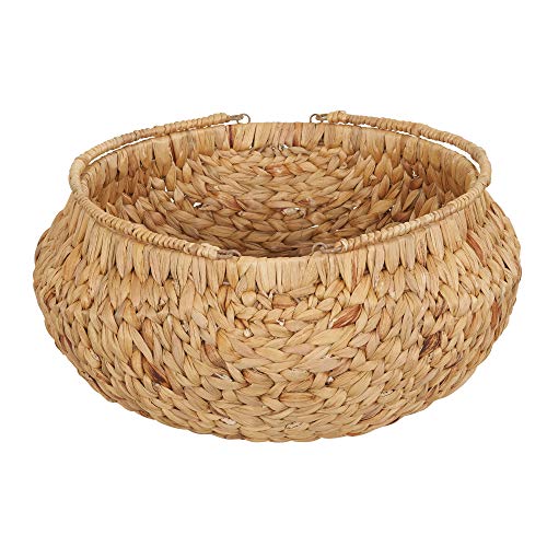 Household Essentials Brown Woven Wicker Flower Basket with Handles | Natural Hyacinth