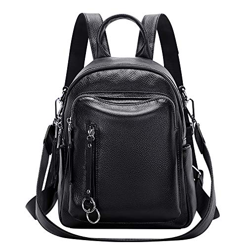 ALTOSY Fashion Genuine Leather Backpack Purse for Women Shoulder Bag Casual Daypack Small (S10 Black)