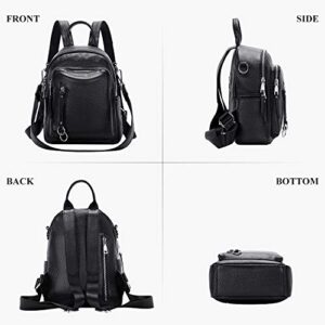 ALTOSY Fashion Genuine Leather Backpack Purse for Women Shoulder Bag Casual Daypack Small (S10 Black)