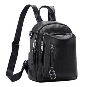 ALTOSY Fashion Genuine Leather Backpack Purse for Women Shoulder Bag Casual Daypack Small (S10 Black)