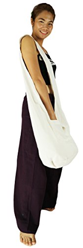 Lovely Creations Thai Monk Buddha Cotton Sling Crossbody Messenger Bag Purse Hippie Hobo Shoulder Bag (์NN White)