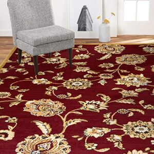 home dynamix optimum malin area rug 5’2″ x7’2″, traditional oriental floral, red/beige