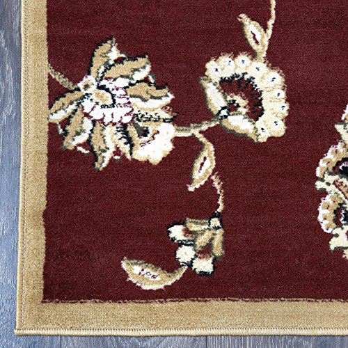 Home Dynamix Optimum Malin Area Rug 5'2" x7'2", Traditional Oriental Floral, Red/Beige
