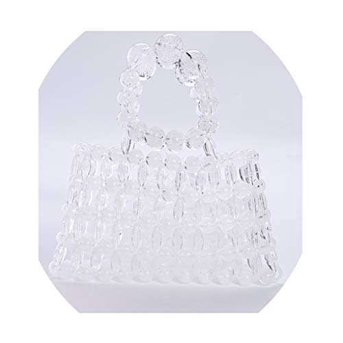 YIFEI Women Beaded Clear Acrylic Handbag Handmade Transparent Bags for Wedding Party (Bubble)