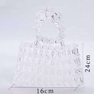 YIFEI Women Beaded Clear Acrylic Handbag Handmade Transparent Bags for Wedding Party (Bubble)