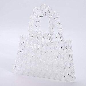 YIFEI Women Beaded Clear Acrylic Handbag Handmade Transparent Bags for Wedding Party (Bubble)