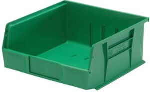 quantum qus239 plastic storage stacking ultra bin, 10-inch by 8-inch by 7-inch, green, case of 6