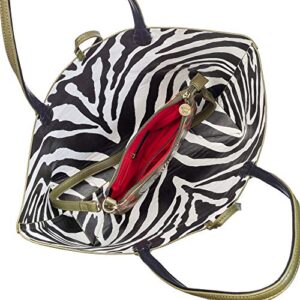 Sydney Love Safari Zebra Vegan Leather Reversible Tote & Wristlet Set