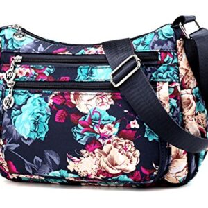 Collsants Nylon Crossbody Purse for Women Small Travel Shoulder Bag Multi Pocket Water Resistant