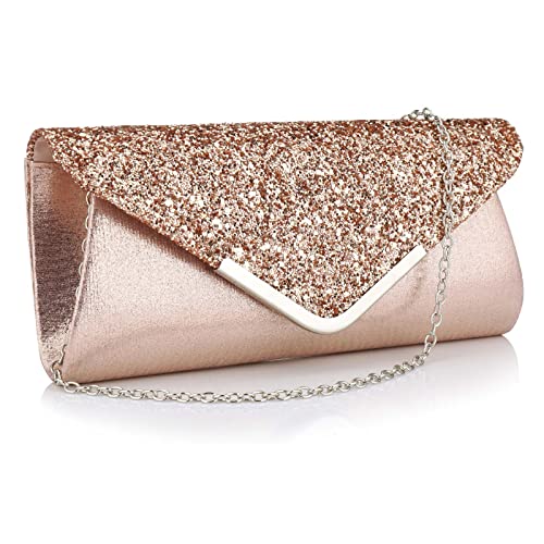 KALINNU Evening Bag Clutch Purses for Women,Evening Clutch Party Shoulder Handbag Wedding Bag (Pink)