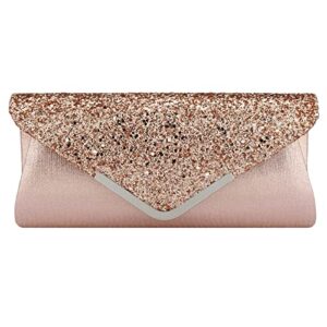 KALINNU Evening Bag Clutch Purses for Women,Evening Clutch Party Shoulder Handbag Wedding Bag (Pink)