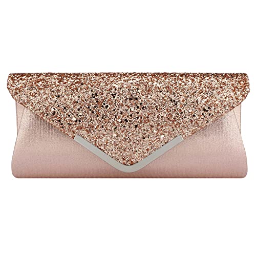 KALINNU Evening Bag Clutch Purses for Women,Evening Clutch Party Shoulder Handbag Wedding Bag (Pink)