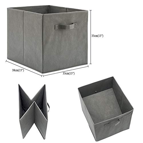 BeigeSwan Foldable Fabric Storage Bin [Set of 4] Collapsible Containers Cubes Boxes Organizer - 13 x 15 x 13 inches (Gray)