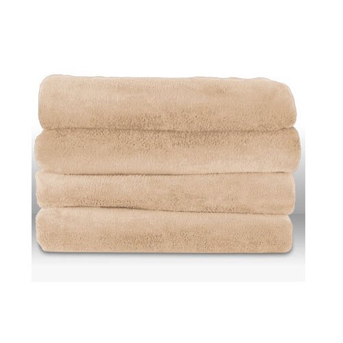 Sunbeam Microplush Electric Heated Throw Blanket Chiffon Beige 8005-045-759