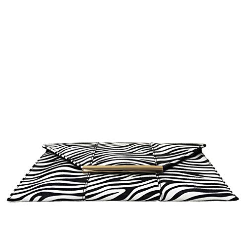 JNB Synthetic Leather Zebra Print Envelope Clutch, White