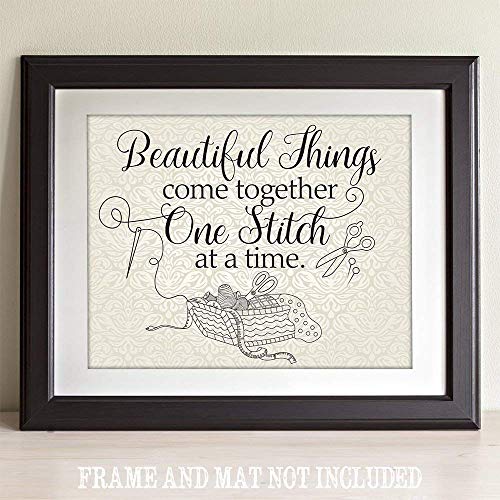 Beautiful Things Come Together One Stitch At A Time Poster, Wall Poster for Home Kitchen Bar Coffee Shop, Sewing Lover Decor, Gift for Quilters, Seamstresses, 11x14 Inch Unframe