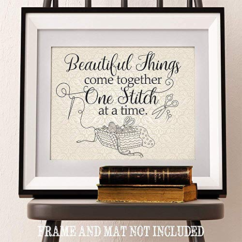 Beautiful Things Come Together One Stitch At A Time Poster, Wall Poster for Home Kitchen Bar Coffee Shop, Sewing Lover Decor, Gift for Quilters, Seamstresses, 11x14 Inch Unframe