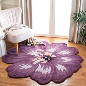 safavieh novelty collection 5′ round lilac nov254a handmade boho flower premium wool area rug