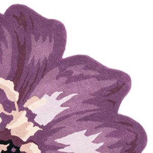 SAFAVIEH Novelty Collection 5' Round Lilac NOV254A Handmade Boho Flower Premium Wool Area Rug