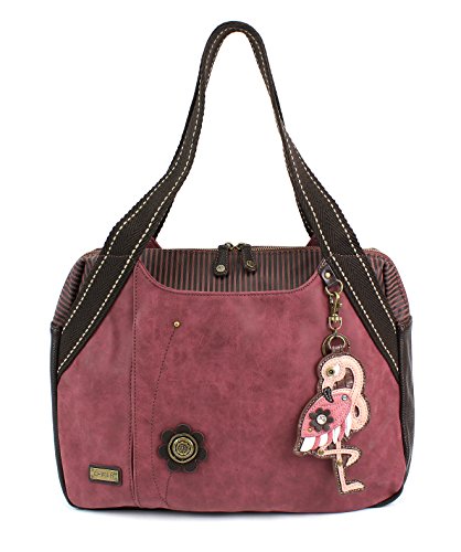 Chala Handbag Shoulder Purse Tote Bag with Flamingo Charm