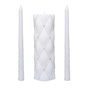 hosley 11.5″ high white wedding unity candle set. great for weddings party special events and emergency lighting reiki spa meditation. w5
