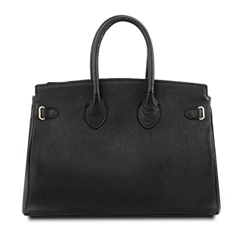 Tuscany Leather - TL Bag - Leather handbag with golden hardware - TL141529 (BLACK)