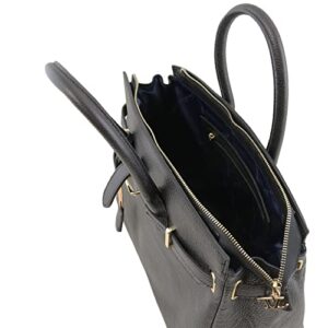 Tuscany Leather - TL Bag - Leather handbag with golden hardware - TL141529 (BLACK)