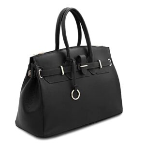 Tuscany Leather - TL Bag - Leather handbag with golden hardware - TL141529 (BLACK)