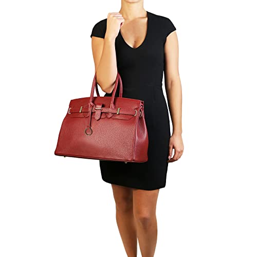 Tuscany Leather - TL Bag - Leather handbag with golden hardware - TL141529 (BLACK)