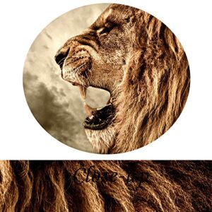 Kreative Arts - 4 Panel Wall Art Lion Painting Print On Canvas Animal Pictures For Home Decor Decoration Gift Piece Stretched By Wooden Frame Ready To Hang