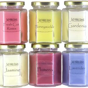 Spring Fragrance Candle Pack - Fresh Cut Roses, Gardenia, Honeysuckle, Jasmine, Lavender & Plumeria with | Scented Soy Candles