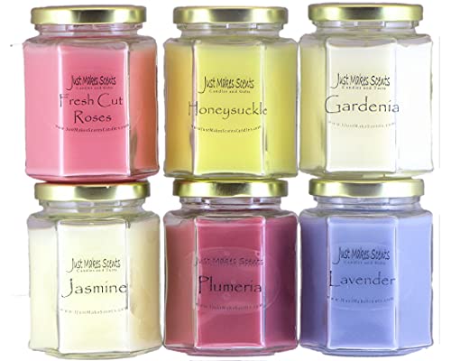 Spring Fragrance Candle Pack - Fresh Cut Roses, Gardenia, Honeysuckle, Jasmine, Lavender & Plumeria with | Scented Soy Candles