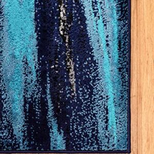 Unique Loom Metro Collection Abstract Water Modern Waves Seascape, Coastal, Nautical Area Rug, 8 ft x 10 ft, Navy Blue/Turquoise