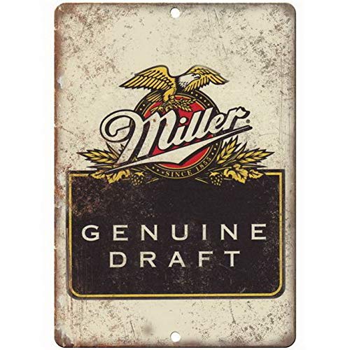 Genuine Miller Draft Vintage Beer Ad Old Style Beer Vintage Looking Bar Pub Coffee House Metal Tin Sign 8X12 Inches