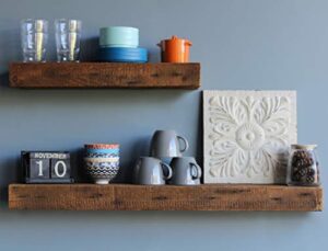 urban legacy reclaimed wood shelves | floating or with brackets | amish handcrafted in lancaster county, pa | set of two – genuine, salvaged (floating natural, 24″x7″x2.5″ & 40″x7″x2.5″)