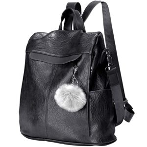 roosalance women’s backpack handbags fashion waterproof leather travel shoulder bags ladies black