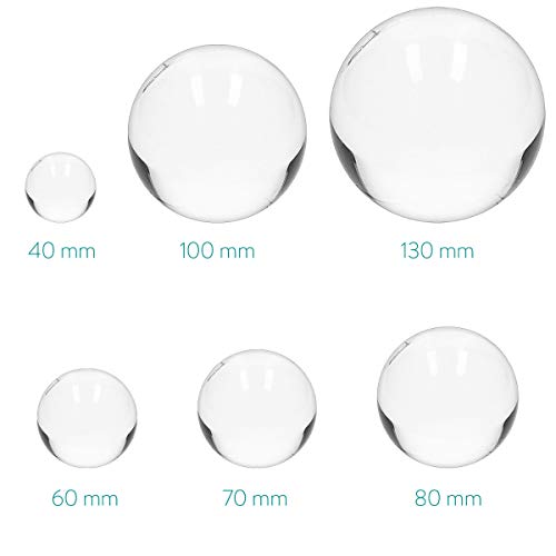 Navaris Crystal Clear Glass Ball - 130mm Transparent K9 Globe for Meditation Divination - Photo Sphere Prop for Art Decor, Photography w/Stand