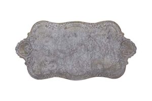 creative co-op decorative tin metal tray with distressed finish, 17.75″ l x 10.5″ w x 1.5″ h, grey