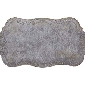 Creative Co-Op Decorative Tin Metal Tray with Distressed Finish, 17.75" L x 10.5" W x 1.5" H, Grey