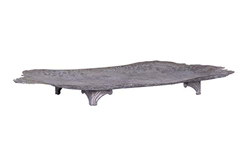 Creative Co-Op Decorative Tin Metal Tray with Distressed Finish, 17.75" L x 10.5" W x 1.5" H, Grey