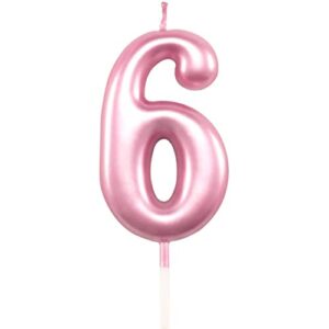 shatchi 11810-candle-number-6-pink pink number 6 candle birthday anniversary party cake decorations topper