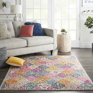 nourison passion bohemian multicolor 5’3″ x 7’3″ area -rug, easy -cleaning, non shedding, bed room, living room, dining room, kitchen (5×7)