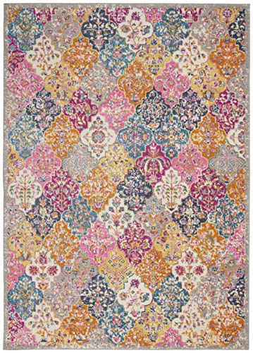 Nourison Passion Bohemian Multicolor 5'3" x 7'3" Area -Rug, Easy -Cleaning, Non Shedding, Bed Room, Living Room, Dining Room, Kitchen (5x7)